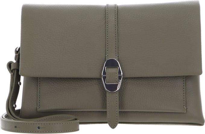 COCCINELLE Leren Schoudertas Dorian Handbag Grained Leather Laurel Green Olijfgroen