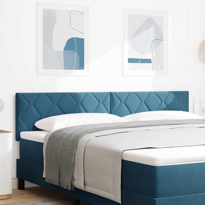 vidaXL - Hoofdbord - Donkerblauw - 180 - cm - Fluweel