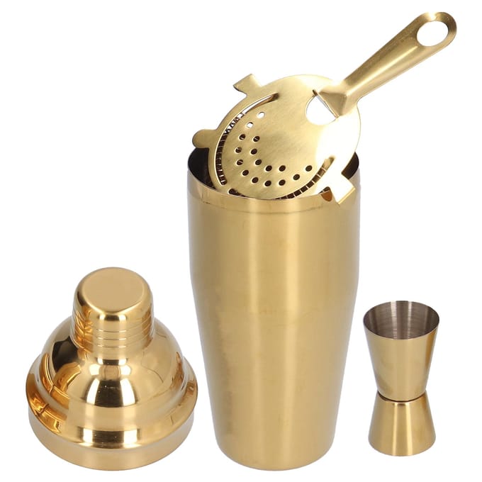 Cocktailset Modieus 750ml Roestvrij Staal Barware Gereedschapsset met Zeef Maatbeker Shaker beige