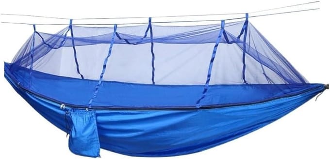 Draagbare Hangmat - Kampeer Hangmat - Buiten Ontspannen - Met Klamboe - 1-2 Persoons - Blauw
