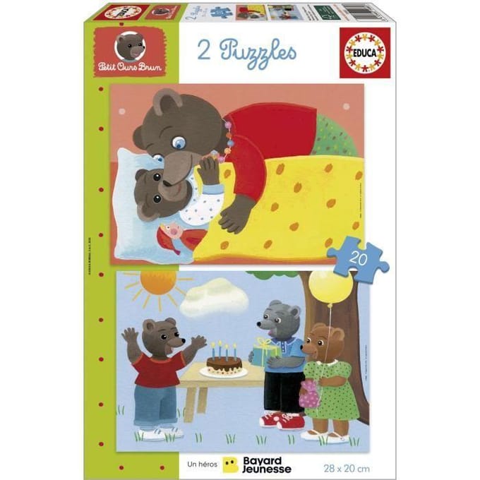 Puzzel - EDUCA - Kleine Bruine Beer: Set van 2 puzzels van 20 stukjes voor kinderen vanaf 4 jaar
