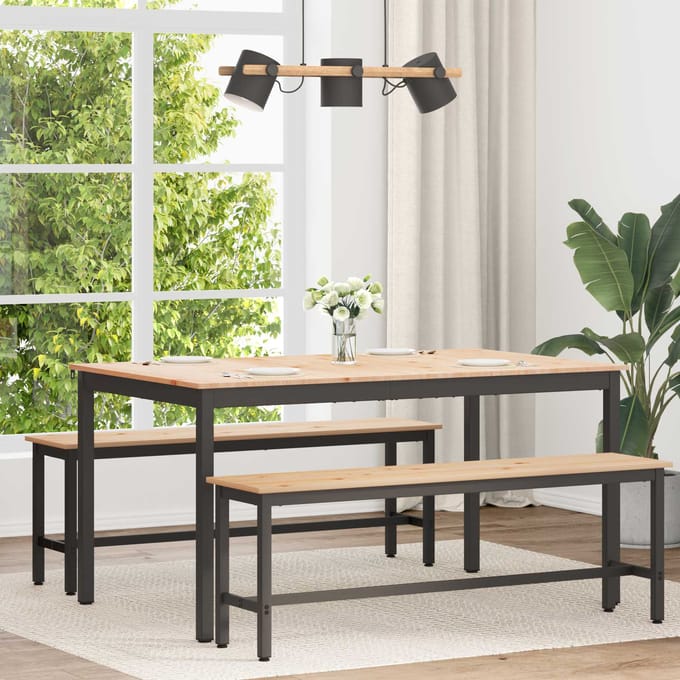 vidaXL - Eettafel - Naturel - 150 - x - 90 - x - 75 - cm - Massief - grenenhout