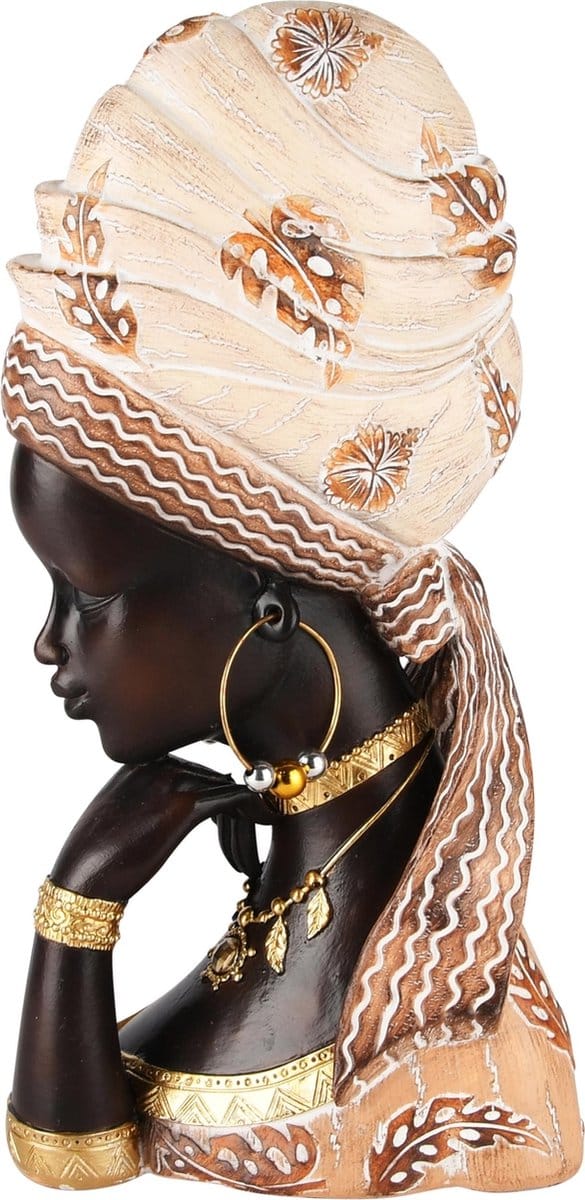 Dekoratief | Buste afrikaanse dame, resina, 14x9x28cm | A245930