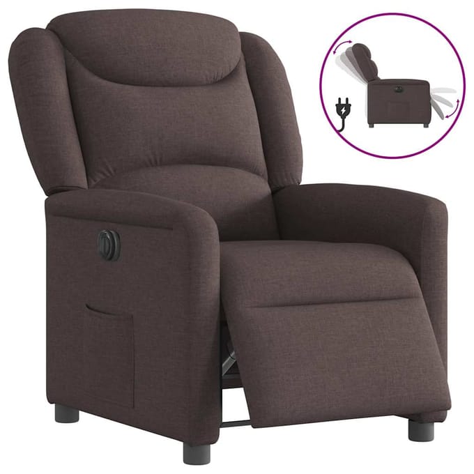 vidaXL - Fauteuil - verstelbaar - elektrisch - stof - donkerbruin
