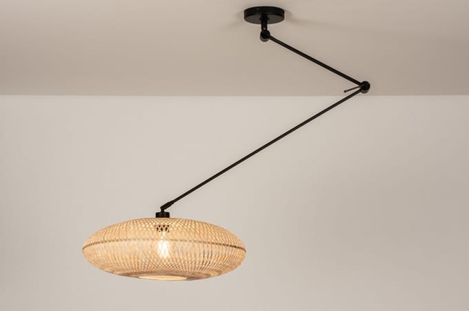 Lumidora Hanglamp 31226 - BAMBOO - E27 - Bruin - Naturel - Metaal - ⌀ 50 cm