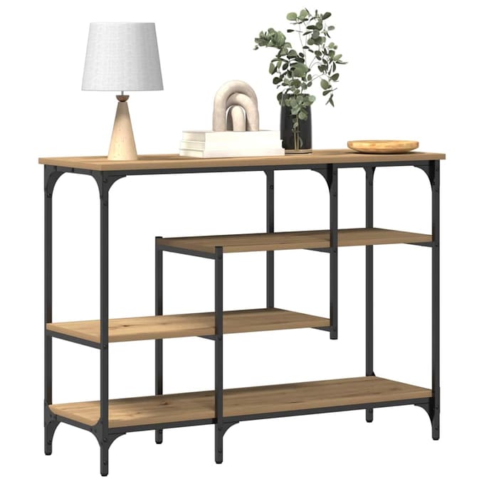vidaXL - Console - Tafel - artisanaal - eikenkleurig - 100 - x - 35 - x - 75 - cm