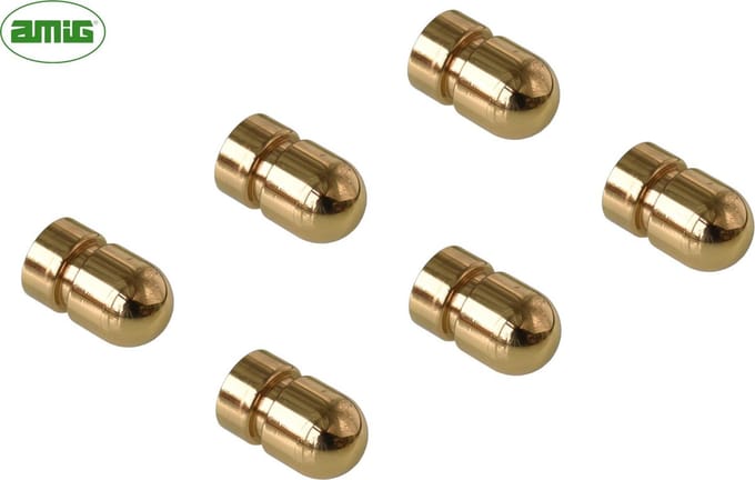AMIG Meubelknop Kastknop – 6 stuks – rond Ø18mm – 30mm hoog – Messing