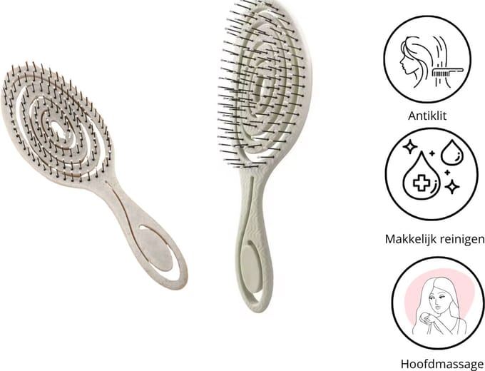 Cabantis® Antiklit Krullen Borstel - Hoofdmassage - Haarborstel - Detangler - Beige