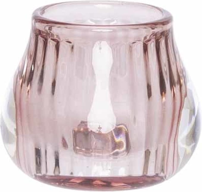 Cosy @ Home Theelichthouder Roze 8x8xh6,8cm Glas