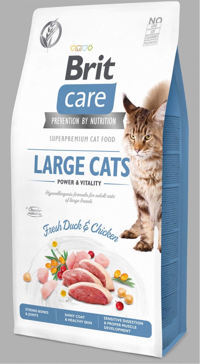 Brit Care Large Cats Power & Vitality Eend&Kip - Kattenvoer - 7 kg
