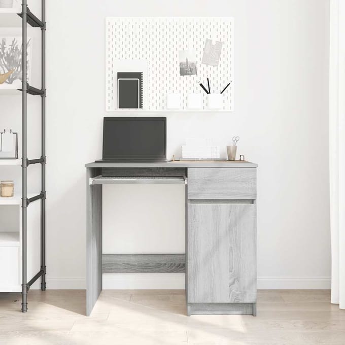 vidaXL - Bureau - 86x49x76 - cm - spaanplaat - grijs - sonoma