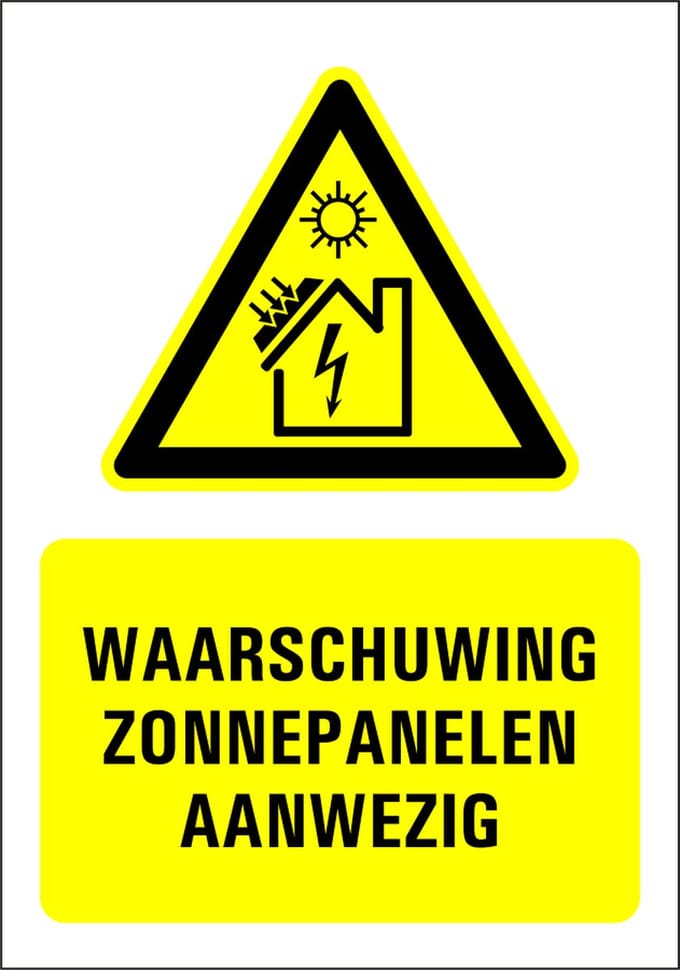 Zonnepanelen aanwezig tekststicker 148 x 210 mm