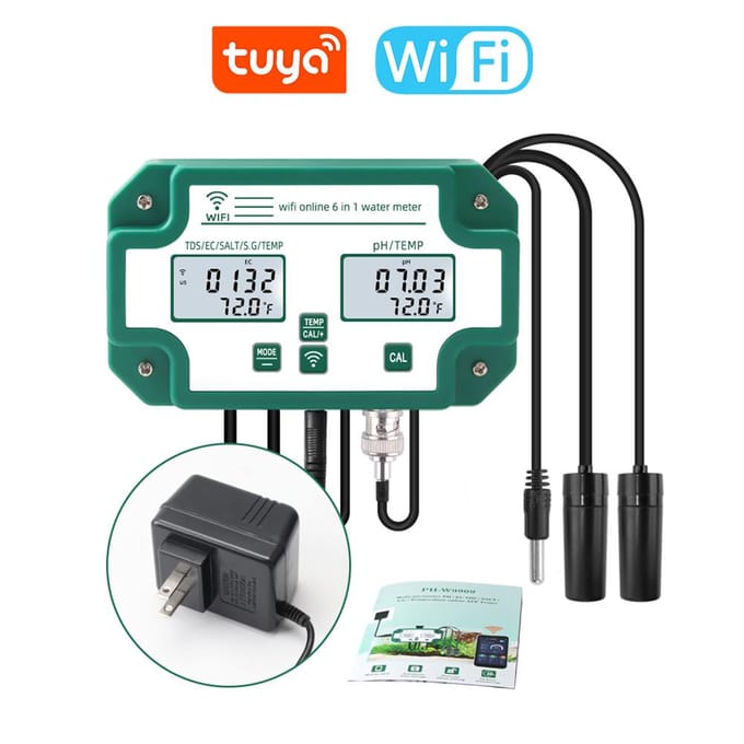 6-in-1 waterkwaliteitstester Tuya WiFi Multi-parameter waterkwaliteitsmonitor Digitaal PH/Totaal US Plug