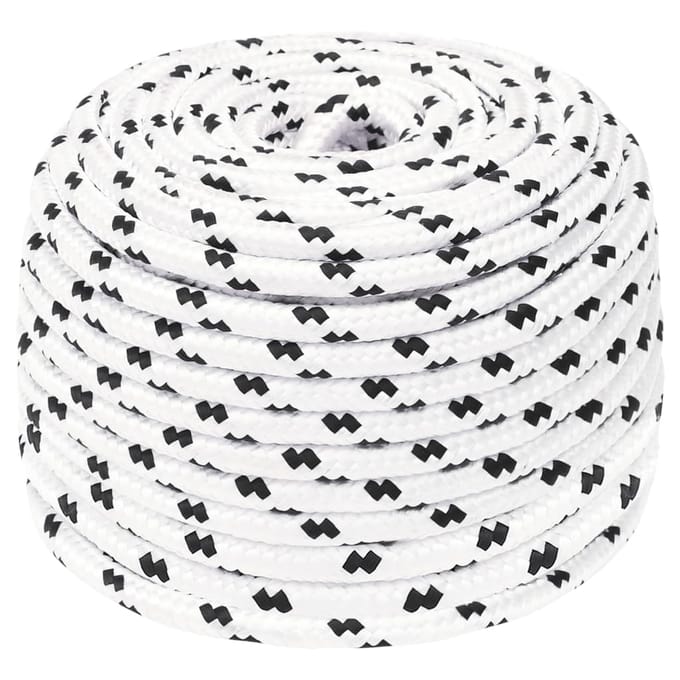 vidaXL - Boottouw - gevlochten - 8 - mmx25 - m - polyester - wit