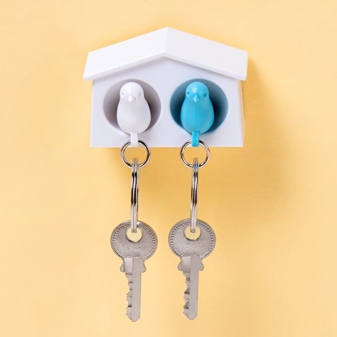Sleutelhanger vogelhuisje duo blauw - Qualy