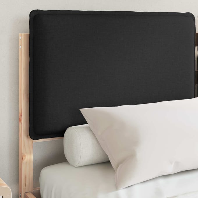 vidaXL - Bedframe - met - Gevoerde - Hoofdbord - Zwart - 150 - x - 200 - cm