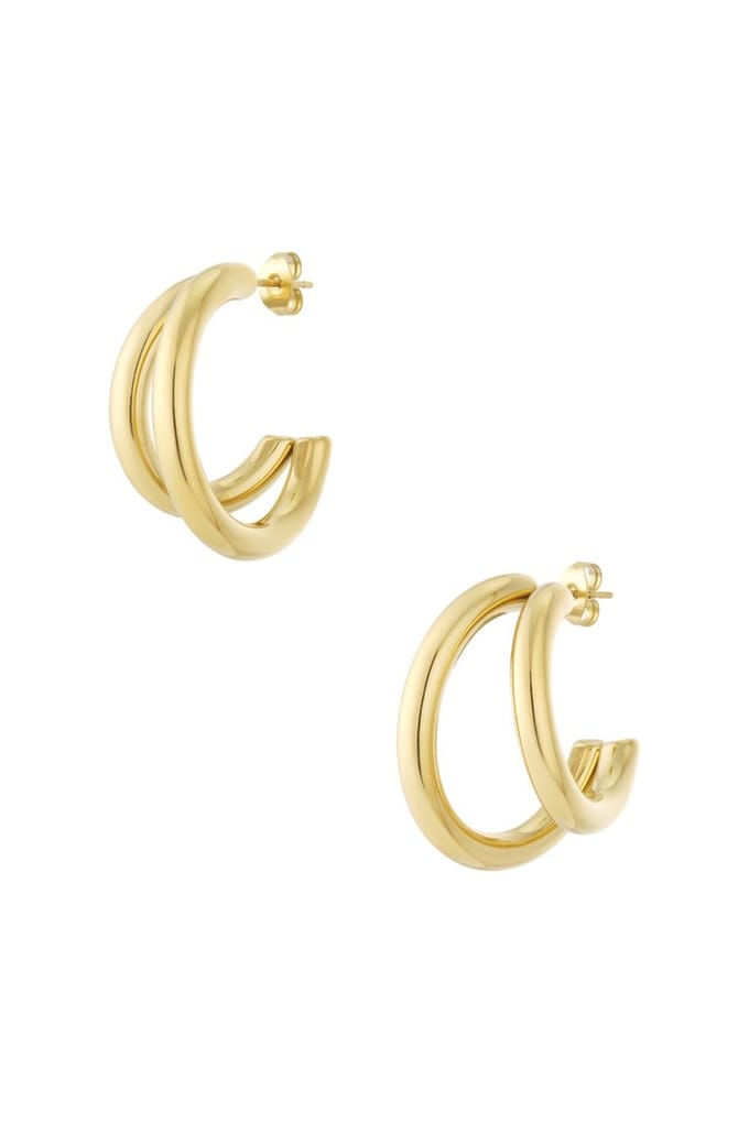 Oorbellen - Oorringen - Dubbel - Goudkleur - Stainless steel