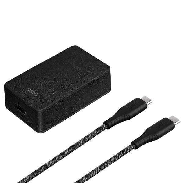 Uniq - Versa - Slim LITHOS Collective USB-C PD 18W wandlader + USB-C/USB-C kabel - zwart