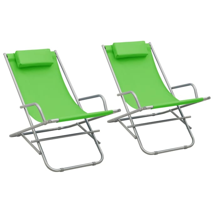 vidaXL - Klapstoelen - 2 - st - staal - groen