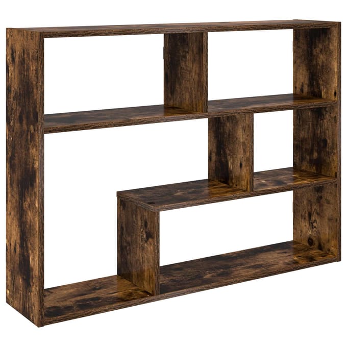 vidaXL - Wandplank - Muurmontage - Gerookt - eiken - 95 - x - 20 - x - 69,5 - cm