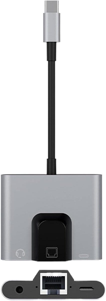 Ethernet Adapter - Netwerk Hub - Stabiel Internet - Gigabit Snelheid - 146 cm - Grijs