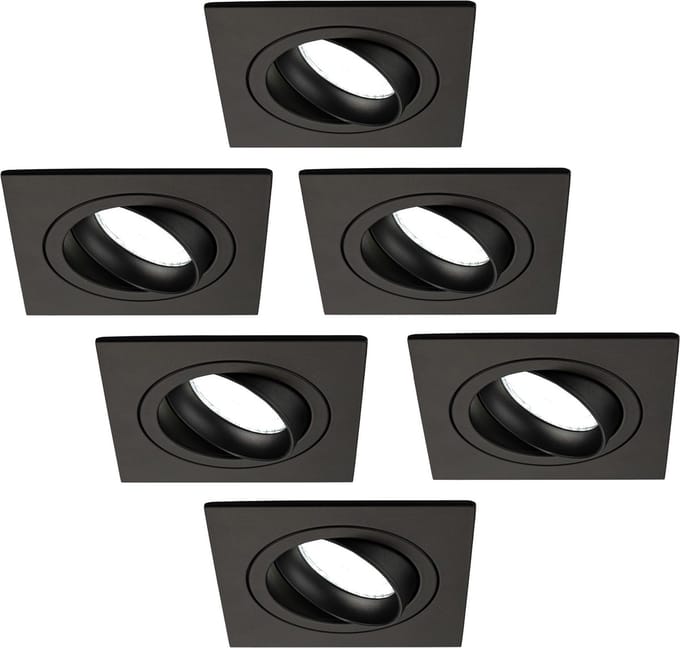Ledvion - 6X LED Inbouwspot Sevilla - Dimbaar - 3W - 6500K - Ø92 mm - Zwart