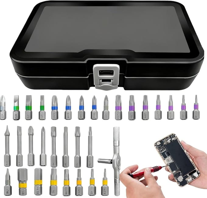 Schroevendraaier Bits Set - Handgereedschap Boren - Klusprojecten Repareren - Ergonomisch T-Handvat - 58 Delig - Grijs