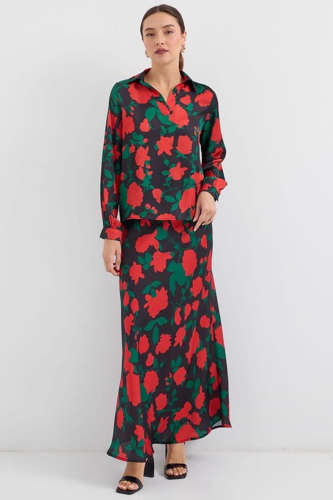 Lange Mouwen Bloemige Twee-delige Co-ord Set