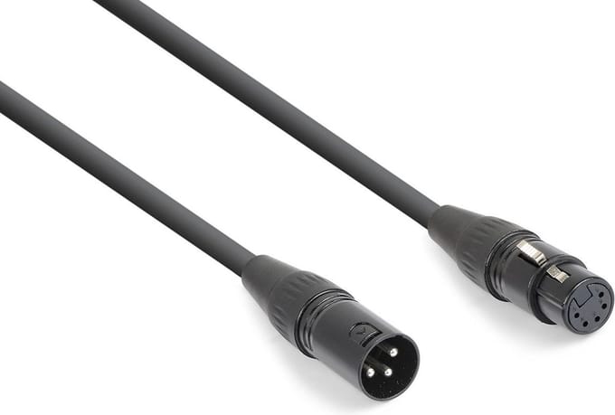 PD Connex DMX verloopkabel 3-pin XLR male naar 5-pin XRL female