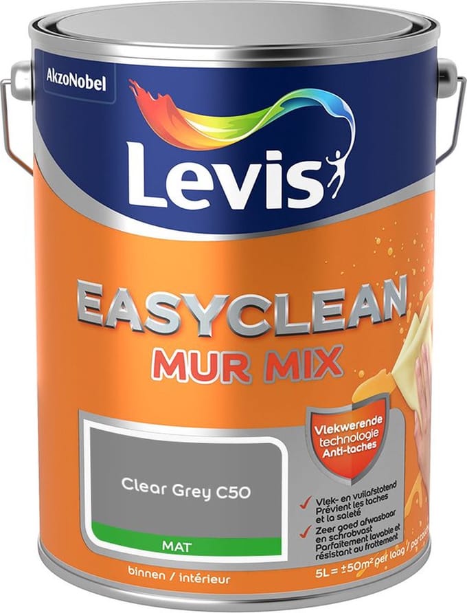 Levis - Easyclean Mur Mat Mix - Clear Grey C50 - Mengverf - 5 L