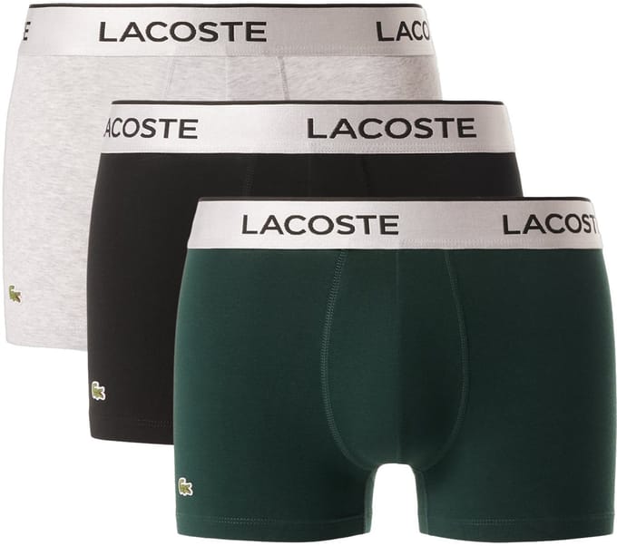 Lacoste Heren Boxershorts Trunks 3-Pack Donkergroen/Zwart/Grijs - Maat M