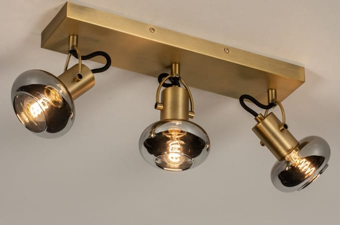 Lumidora Opbouwspot 74670 - MADEE - 3 Lichts - E14 - Grijs - Goud - Messing (kleur) - Metaal