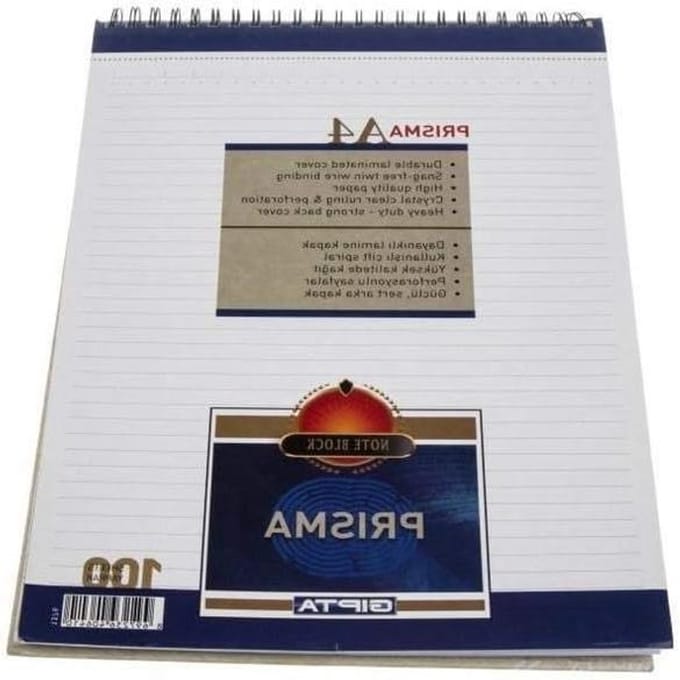 Kartonnen Blok A4 - Schrijfblok Notitieblok - Notities Maken - Spiraalbinding - 100 Vellen - Gestreept