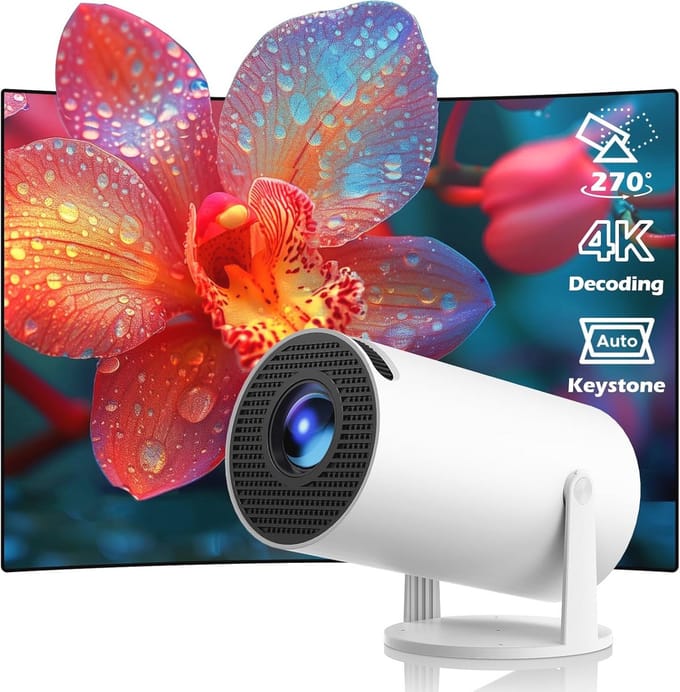 Draagbare 4K Videoprojector met Wifi en Bluetooth – Mini Projector met Auto Trapeziumcorrectie en 270 Graden Rotatie