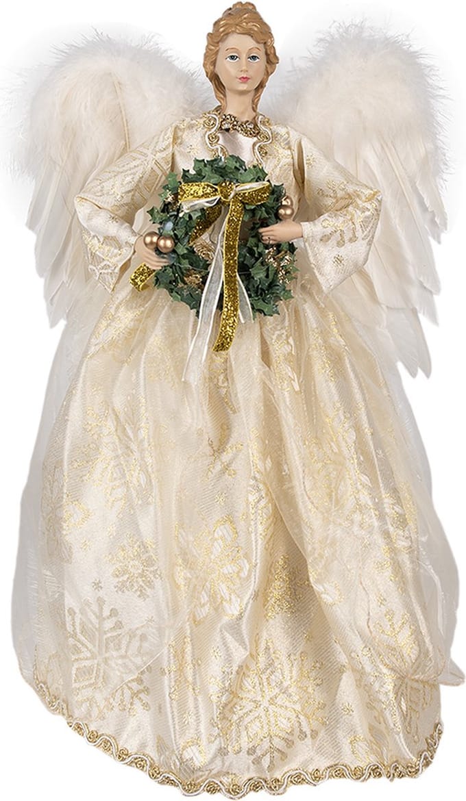 Clayre & Eef Kerstdecoratie Engel 46 cm Wit Kunststof
