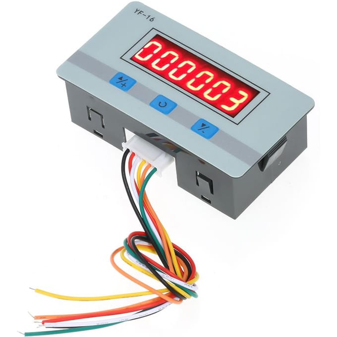Mini LED digitale tellermodule DC/AC5V ~ 24V elektronische totalisator met NPN- en PNP-signaalinterface grijs