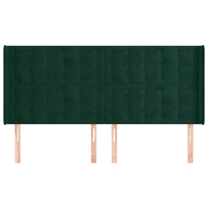 vidaXL - Hoofdbord - met - randen - 203x16x118/128 - cm - fluweel - donkergroen