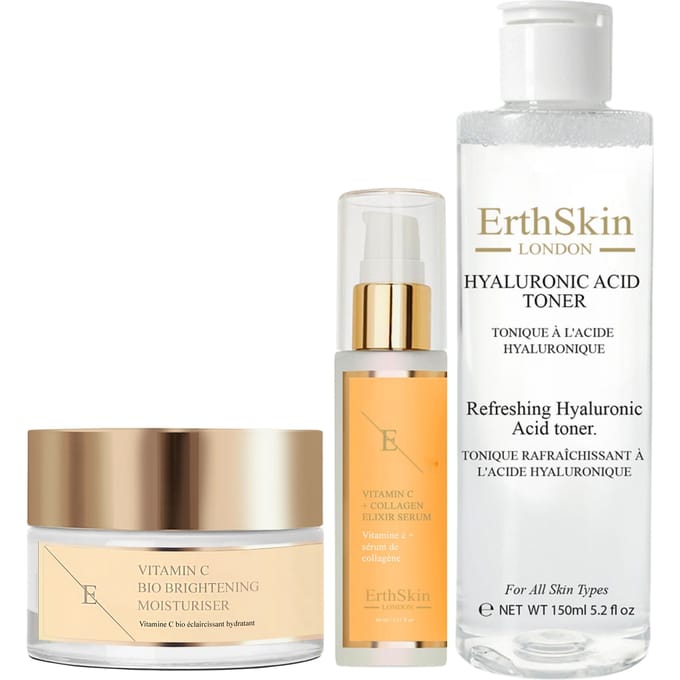 Vitamine C Bio Brightening Moisturiser 50ml + Verfrissende Hyaluronzuur Toner 150ml + VITAMINE C + COLLAGEN ELIXIR SERUM 60ML