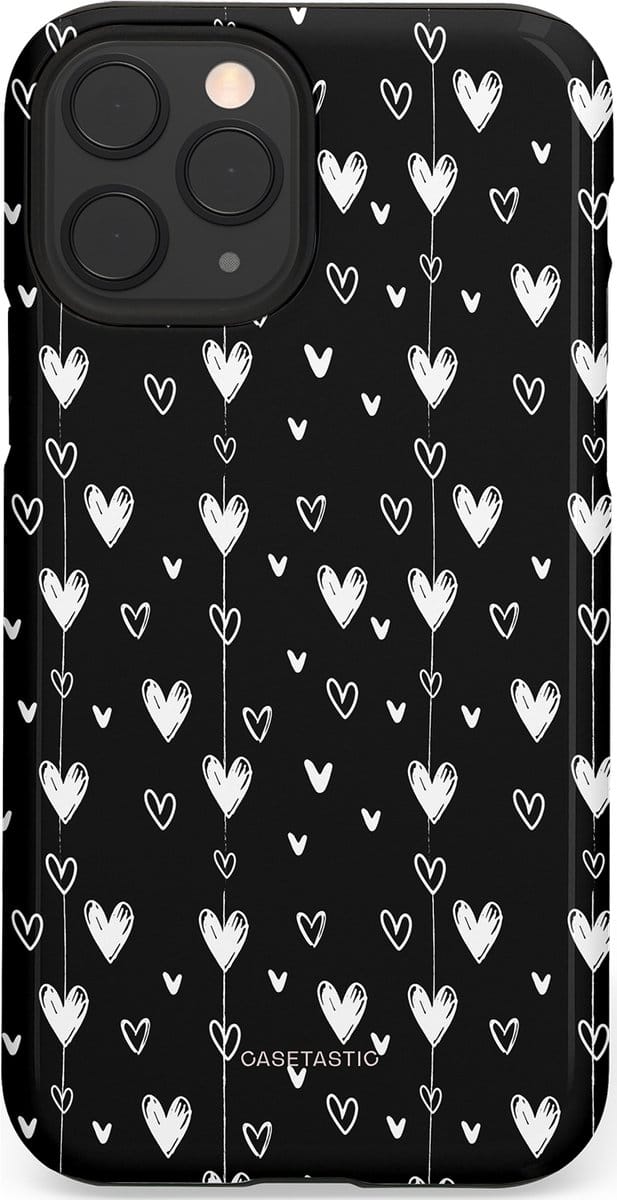Casetastic hoesje geschikt voor Apple iPhone 11 Pro - Dubbellaagse bescherming - Hangend Hartje - Fashion Case - Zwart Grijs