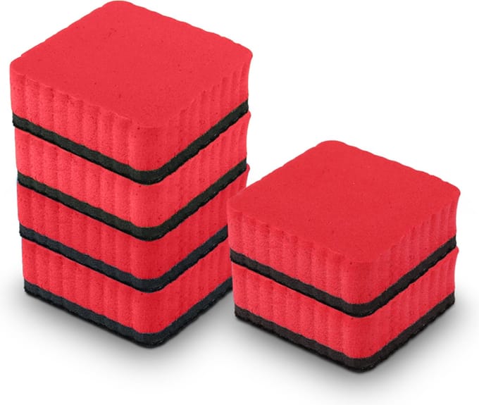 Whiteboard Wisser voor Creatieve Ruimtes - Magnetisch - Set van 6 Stuks - 50x50x21mm - Rood