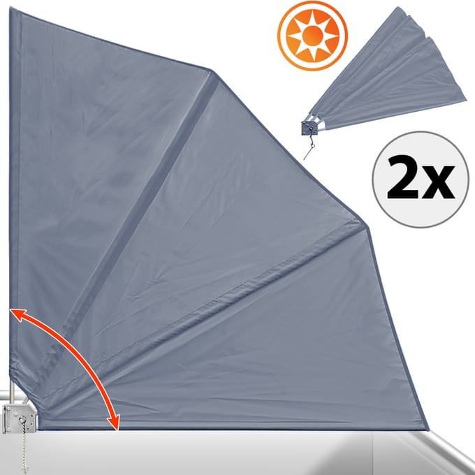 Deuba 2x Balkonscherm - Vouwbaar 140x140cm Weerbestendig - Antraciet