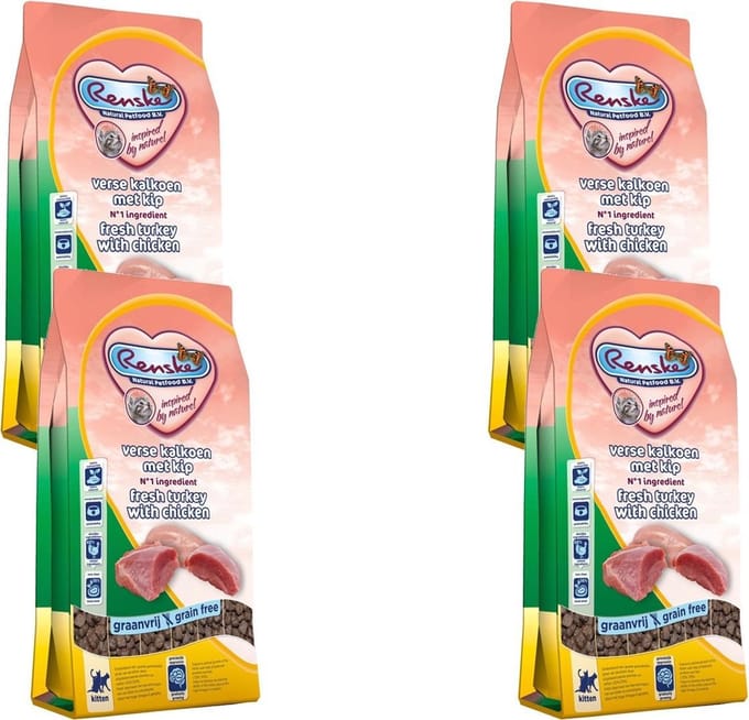 Renske Kitten Verse Kalkoen&Kip - Kattenvoer - 4 x 400 g
