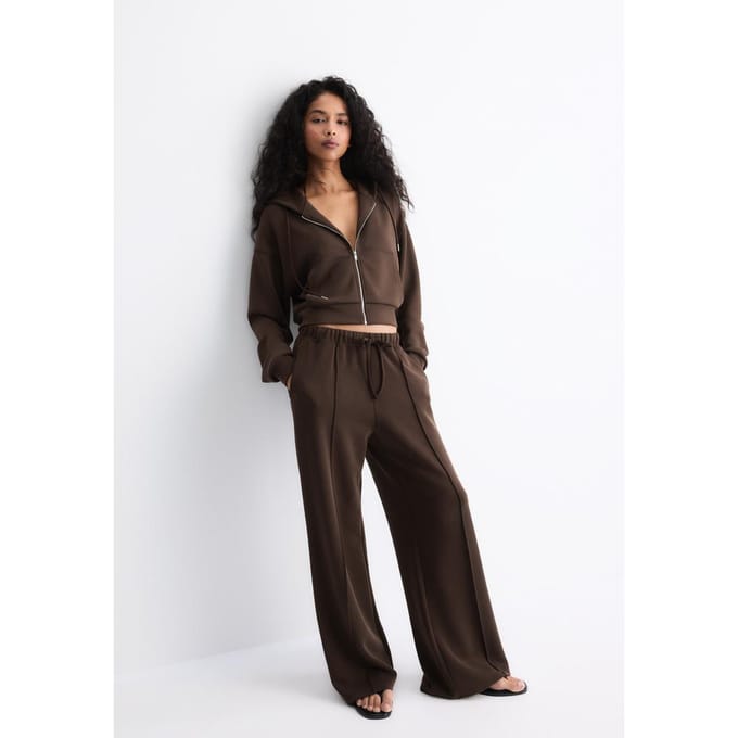 Stradivarius Zachte wide-leg broek met naad  Bruin S