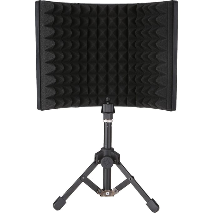 Écran d'isolation de microphone avec éponge absorbante haute densité, mini pare-brise pliable à 3 panneaux noir