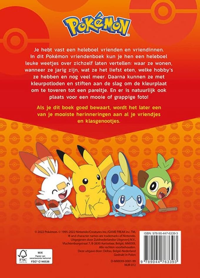 Deltas Pokemon vriendenboek Vriendenboekjes