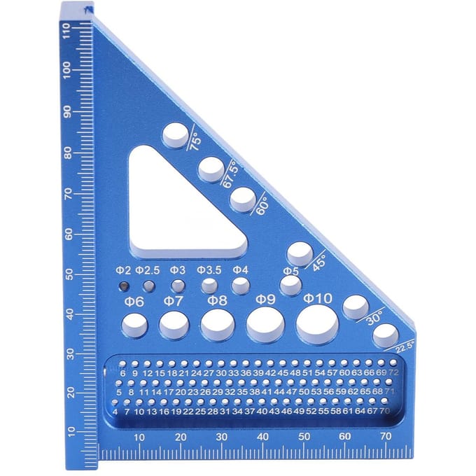 Règle de mesure multi-angle en alliage d'aluminium pour le travail du bois, le bricolage, le traçage utilitaire bleu