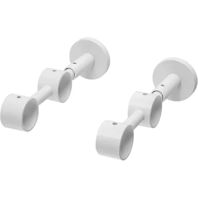 Decomode Gordijnroedesteun Dubbel - Metaal - Mat Wit - Diam. 28mm - 2 Stuks