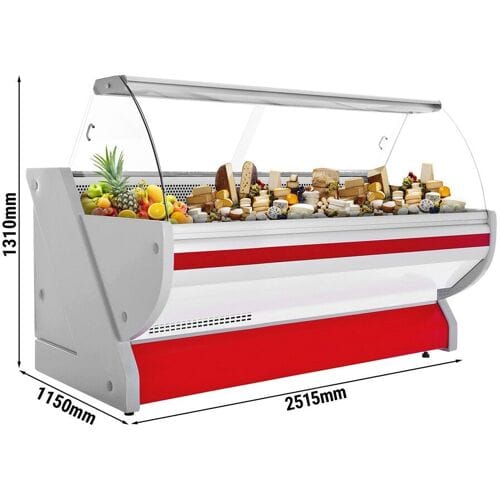 GGM Gastro Kühl-/ Fleischtheke - 2500mm - Rot - mit Fleischlicht & beleuchteter Frontblende