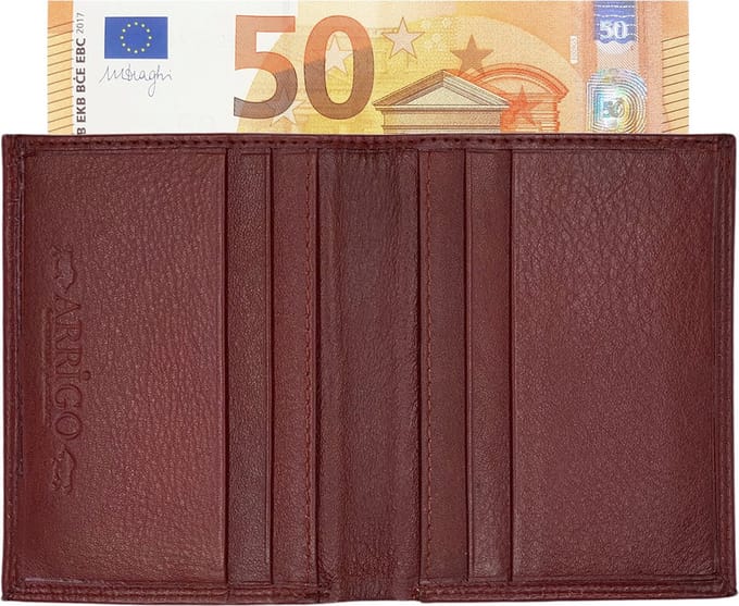 Kaarthouder - Pasjeshouder - Creditcardhouder - Briefgeld - Leer - Donkerrood - Pasjes - Arrigo