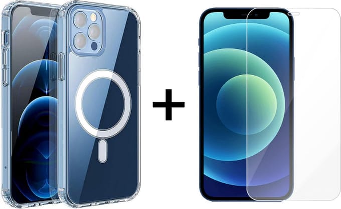 Xtabarya iPhone 13 Pro Max Hoesje Magnetic met HaloLock ring inclusief screenprotector van hoge kwaliteit transparat